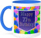 3dRose Balloons With Purple Banner Happy 77th Birthday Two Tone Mug, 11 oz, Blue