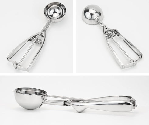 Solula 18/8 4 Stainless Steel Large Ice Cream Scoop Disher Melon Baller Tablespoon