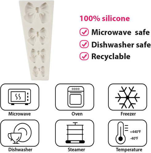 Bowknot Fondant Mold, Bow Tie Silicone Mold for Cake Decoration, Sugar Candy Cake Pop Bow Craft Molds