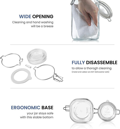 Bormioli Rocco Fido Clear Glass Jar with 85 mm Gasket, 0.5 Liter, Pack of 2
