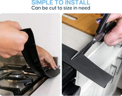 Silicone Stove Gap Covers (2PCS), 25 inch Heat Resistant Stove Guard for Kitchen Oven Counter Side Gap, Black