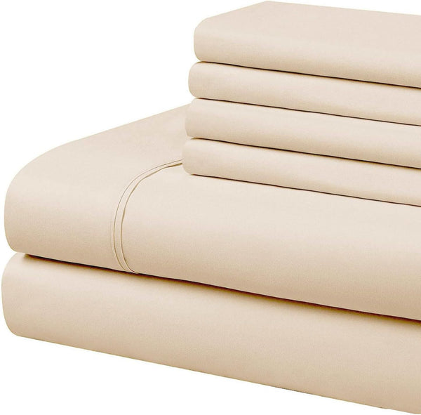 Home Collection Micro Caress Luxurious Sheet Set - 90GSM 4-Piece Cal King Size - Cream Color