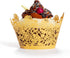 60pcs Gold Rose Lace Cupcake Wrappers, Laser Cut Decorative Liners for Wedding, Party, Birthday Cake Decoration
