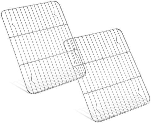 Baking Cooling Racks Set of 2, Stainless Steel Cookie Racks, Rectangle 9" x 11.8", Fit Quarter Sheet Pan