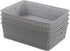 4-Pack Plastic Office Storage Baskets, A4 Basket Trays in Grey for Organizing Supplies