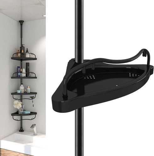 Corner Shower Caddy, 39-125 Inch Adjustable Height With ABS Shelves, Drill Free