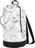 White Marble Laundry Bag, Large Heavy Duty Backpack for College Students, Washable with Shoulder Straps