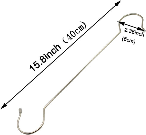 Maydahui 5 PCS Extra Long 16 inch S Shaped Hooks, Stainless Steel Large Size Silver Hanger