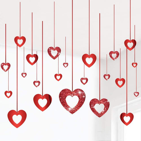 Valentine's Day Glitter Heart Swirl Hanging Decoration for Bridal Shower, Engagement, and Wedding Party