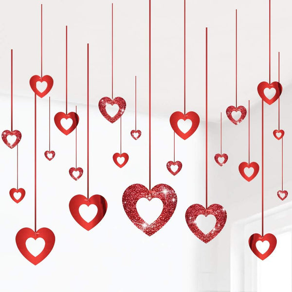 Valentine's Day Glitter Heart Swirl Hanging Decoration for Bridal Shower, Engagement, and Wedding Party