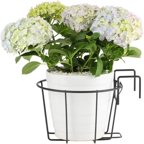 3Pack 10inch TreeLen Railing Planter Outdoor Balcony Hanging Baskets for Plants Fence Planters Metal Potted Stand
