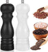 Premium Salt and Pepper Grinder Set of 2, Wood Shakers with Ceramic Core, Adjustable Coarseness, 6.5 Inch (Black+White)