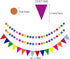 ZERODECO Party Decoration, 21 Pcs Multi-color Hanging Paper Fans, Pom Poms, Garlands, Polka Dot & Triangle Bunting Flags