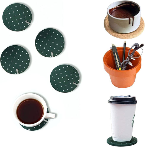 Cactus Coasters Set of 6 Pieces, Funny Coasters with Flowerpot Holder for Home Office Bar Decor