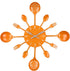 Timelike 16" Metal Kitchen Cutlery Utensil Spoon Fork Wall Clock, Creative Modern Home Decor, Orange