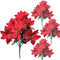 BANBERRY DESIGNS Poinsettia Picks - Set of 7 Red Christmas Flowers, 11" H Poinsettia Flower Bunch