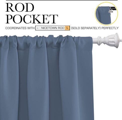 34" 45" 2 NICETOWN Kitchen Curtains, Short Blackout Curtains & Drapes, Thermal Insulated Blackout Curtain Panels