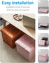 17 inches AmasSmile Storage Ottoman Foot Rest Stool, Velvet Footstool Bench, Short Ottoman Stool, Small Folding Blanket