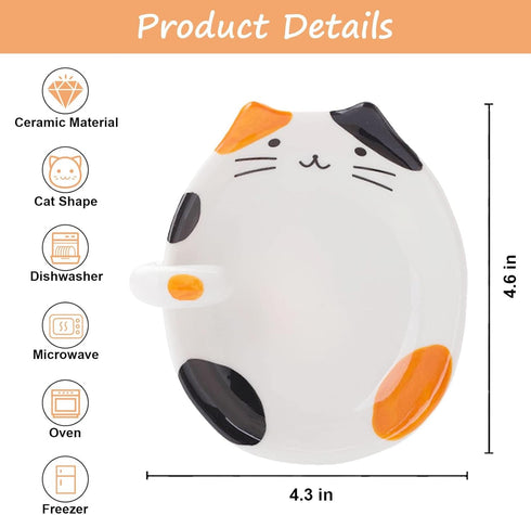 Cat Spoon Rest, Ceramic Cute Spoon Holder Rest for Stove Top, Cat Kitchen Accessories, Stove Holder Utensil Spoon Rest for Kitchen Counter (Orange)