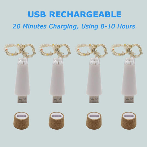 15 4PCS) NeoJoy Wine Cork Lights, Rechargeable Bottle Fairy String Lights with LED for DIY Artificial Parties