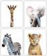 Safari Baby Animals Nursery Decor Art, Set of 4 UNFRAMED Wall Prints, 8x10