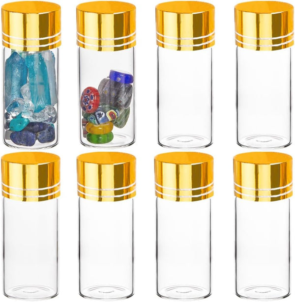 SUNNYCLUE 40Pcs Tiny Glass Storage Jars, 10ml Glass Jars with Aluminium Screw Caps, Clear Glass Sample Vials for
