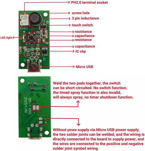 4Pcs USB Humidifieration Atomization Disc, Micro Interface Drive Circuit Board for DIY Home Use