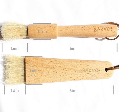 Pastry Brushes With Natural Wood and Bristles,Baking Brushes,Cooking Brushes,Food Brushes,Round and Flat,2 Pack by BAKVOS