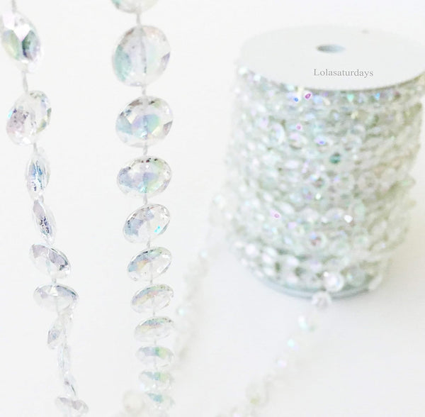 Faux Crystal Beaded Garland Roll - 99 ft Long (2)