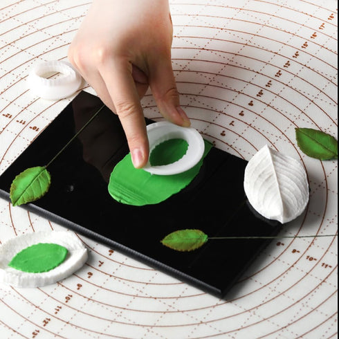 6Pcs Rose Leaves Cutter & Veiner Set, Fondant Silicone Mold for Chocolate Sugarcraft