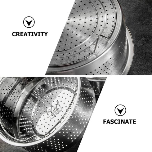 Luxshiny Rice Cooker Steamer Basket with Handle, Stainless Steel for Steaming Food, Meat, Fish, Rice, Veggies