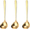 GuDoQi Soup Ladle, 3 Pack Durable 304 Stainless Steel with Polished Titanium Plated Big Volume Soup Spoon, Kitchen