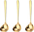 GuDoQi Soup Ladle, 3 Pack Durable 304 Stainless Steel with Polished Titanium Plated Big Volume Soup Spoon, Kitchen