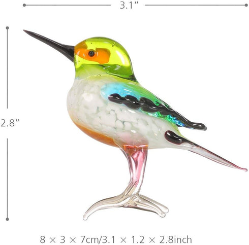 Too-arts Tiny Bird Glass Sculpture Ornament, Multicolor, Hand Blown Statue