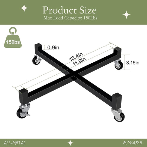2 Pack 12" 8-12 Inch (12 INCH) Plant Caddy with Wheels, Heavy Duty Metal Rolling Plant Dolly, Plant Stand with Lockable