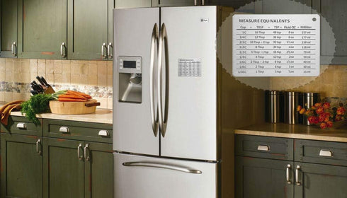 KSENDALO Measurement Conversion Chart with Strong Magnet Backing for Cups, Tablespoons, Teaspoons, Silver