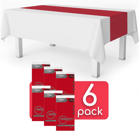 6 Pack 14 108 Inch. Red Premium Disposable Plastic Table Runner x Table Runner for Dinner Parties & Events by