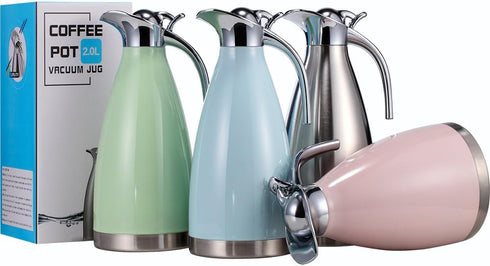 Sumerflos 68 Oz Stainless Steel Coffee Thermal Carafe - Double Walled Vacuum Thermos with 12 Hour Heat Retention