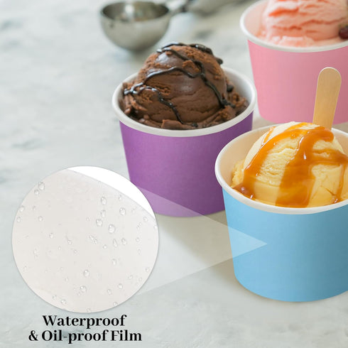300 8 oz 6 Summer Frozen Aodaer Pieces Paper Ice Cream Cups Disposable Dessert Bowls Colors Ice Cream Containers Hot