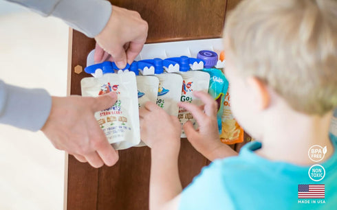 Storage Theory Space Saving Food Pouch Organizer for Fridge, Holds 6 Pouches - Perfect for Baby Food