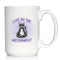 Live In The Meowment Coffee Mug - Funny Cat Gifts and Meditation Themed Decor - Large 15oz White Ceramic Mug