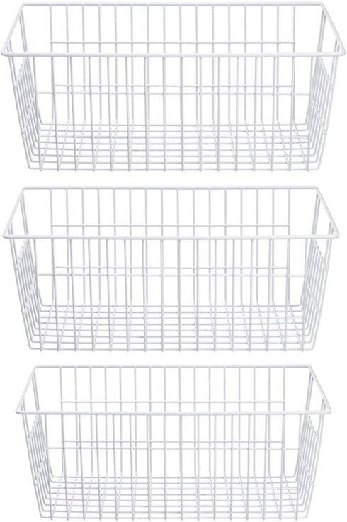 SANNO Wire Freezer Baskets, Storage Baskets for Closet, Refrigerator, Home Office, Bathroom, Pantry Organization - Set