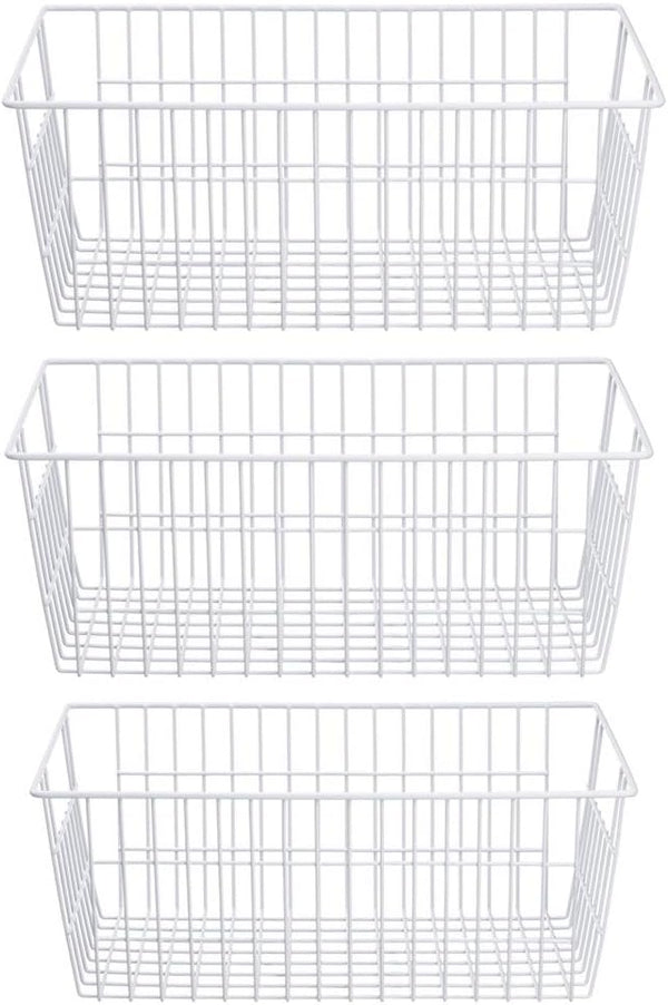 SANNO Wire Freezer Baskets, Storage Baskets for Closet, Refrigerator, Home Office, Bathroom, Pantry Organization - Set