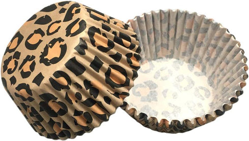 Standard Leopard Animal Print Cupcake Liners, 100 Count Wild One Toppers, Leopard Baking Cups