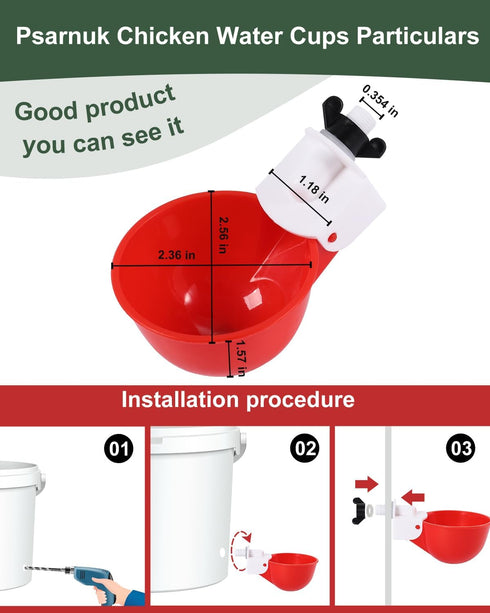 psarnuk Set, 8 4 Chicken Feeder & Chicken Waterer Cup Water Cups Feeders, Automatic DIY Poultry Feeding Watering Kit