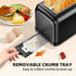 Black 2 Slice Toaster, Extra Wide Slot for Bagels, 7 Shade Settings, Removable Crumb Tray