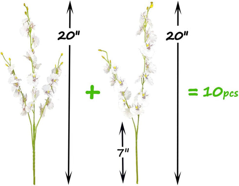Silk Flowers in Bulk, 10 Pcs Artificial Orchids (Each 20”) for Wedding Party Home Office Decoration