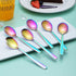 Berglander Rainbow Teaspoon, Stainless Steel Dessert Spoon with Colorful Titanium Plating, 6.5 Inches, Pack of 6