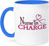 3dRose Nurse in Charge Pink Heart Stethoscope Two Tone Mug, 11 oz, Blue
