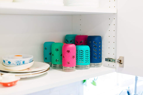 Silicone Mason Jar Protector Sleeve - Fits Ball, Kerr 16oz WIDE-Mouth Jars, Package of 4, Multicolor